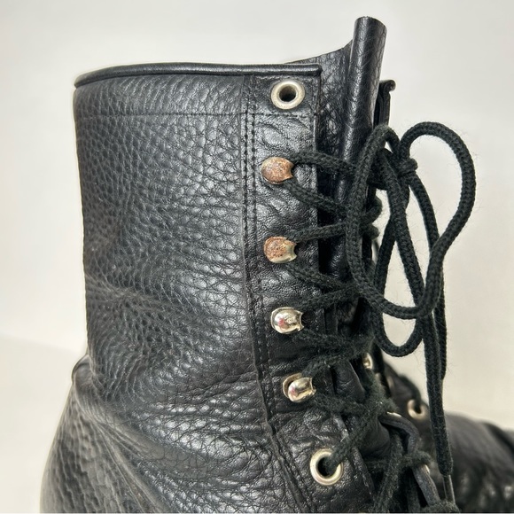 Vintage 90s BOULET Combat Boot LaceUp Pebbled Full Grain Black Leather Punk 9 - Picture 14 of 15